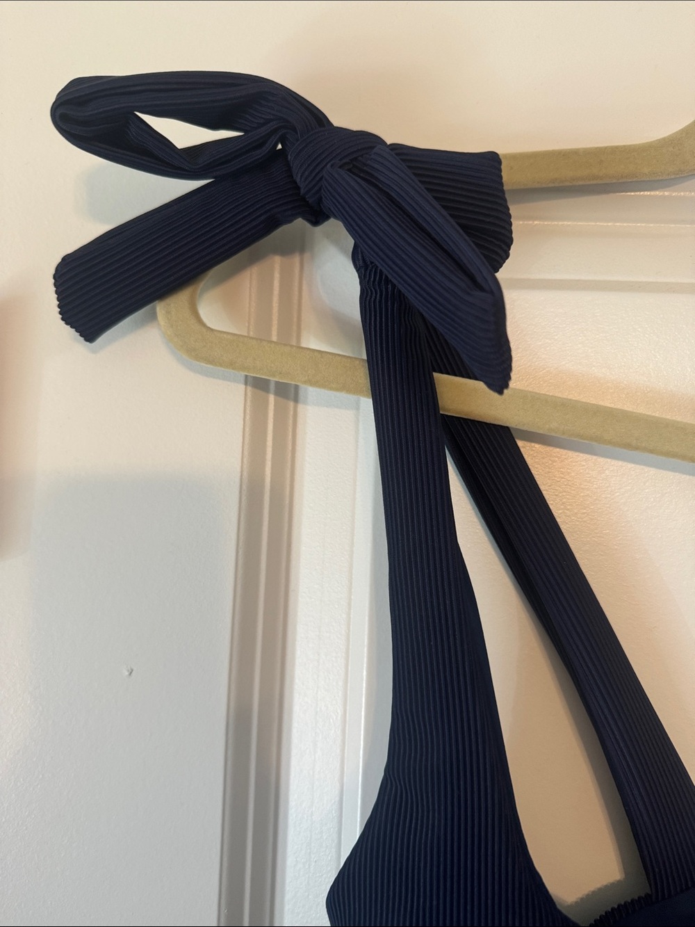 NWOT! Beach Riot Navy Ribbed Tie-Shoulder One-Piece - Picture 2 of 5